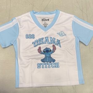 Disney Stitch Kids Light Blue and White Jersey